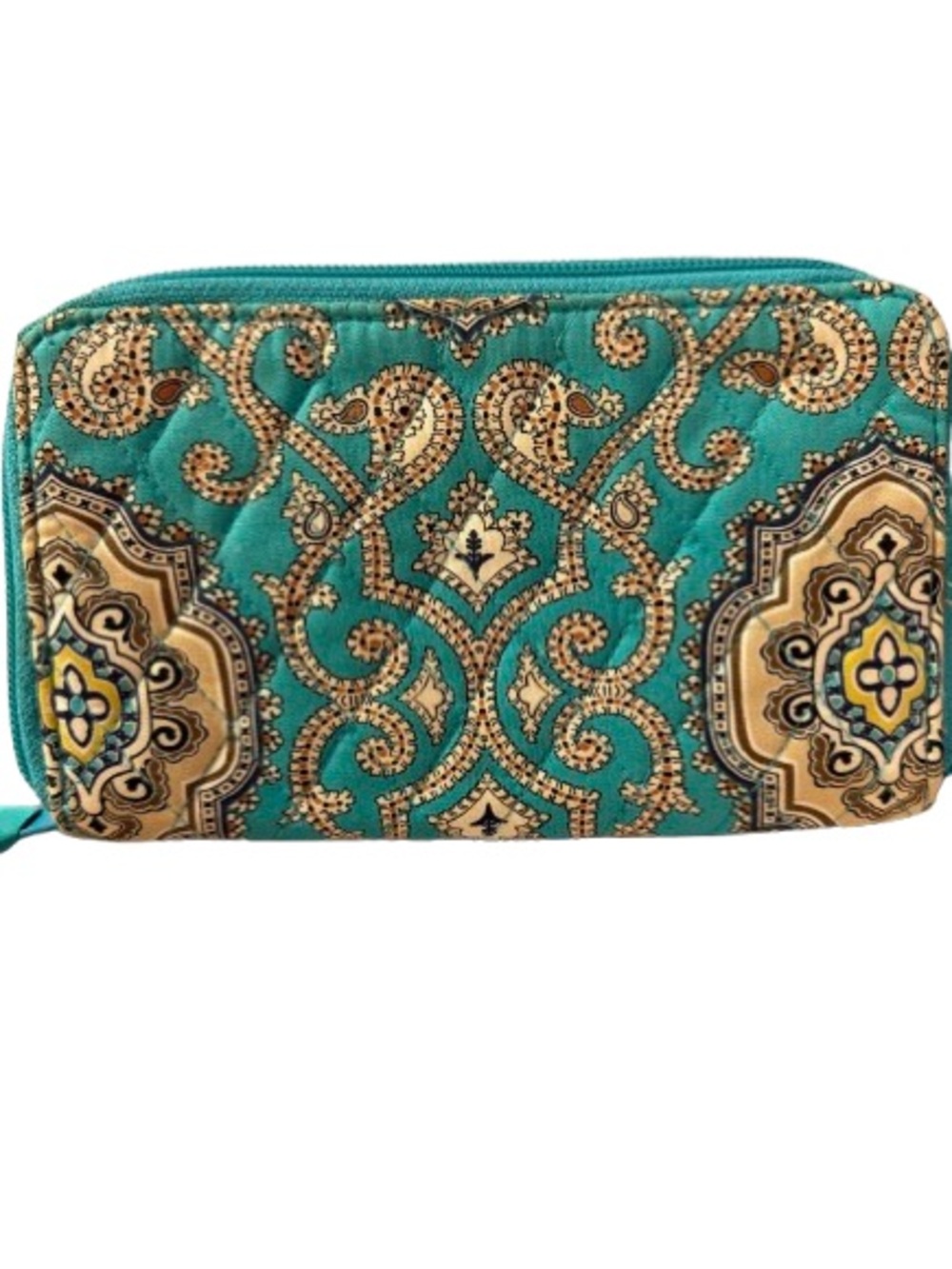 Vera Bradley “Totally Turq”Paisley Quilted Large Clutch Wallet -Retired 2010